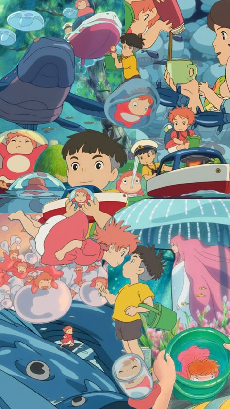 #ponyo Ponyo And Sasuke Wallpaper, Ponyo Grown Up, Ponyo Lockscreen, Ponyo Aesthetic Wallpaper, Studio Ghibli Ponyo, Ponyo Wallpapers, Ponyo Aesthetic, Kawaii Hairstyles, Ipad Wallpaper