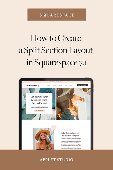 Check out a NEW SQUARESPACE TUTORIAL in our blog. This time we will show you a super easy way how to create a split section layout  on your website. Squarespace tips, Squarespace hacks, Squarespace tricks, Squarespace tutorials, Squarespace design ideas, Squarespace design inspiration, Squarespace templates, Squarespace 7.1, Squarespace color palette, Squarespace layout, Squarespace business, Squarespace kit, Squarespace resources, web design trends, hero image. Squarespace Website Design Templates, Squarespace Layout, Squarespace Inspiration, Squarespace Hacks, Diy Website Design, Square Space, Squarespace Tips, Squarespace Tutorial, Squarespace Blog