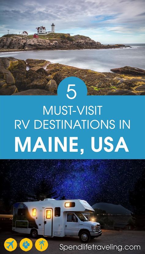 Thinking about exploring Maine in an RV? These are 5 top places to visit and where to stay. #RVing #visitMaine #travelMaine Maine Camping, Rv Travel Destinations, Maine Trip, Camping In Maine, Best Rv Parks, Baxter State Park, Rv Trips, Rv Destination, Rv Camping Tips