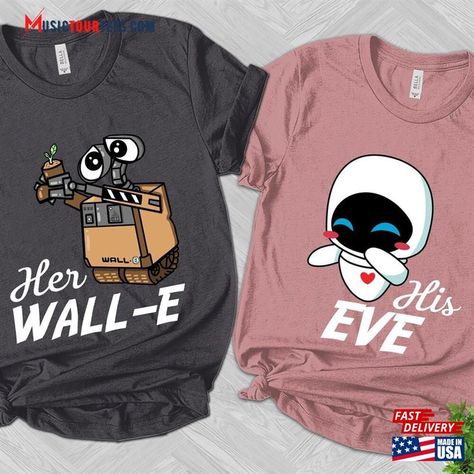 Wally Y Eva, Wall E And Eve, Disney 2024, Disney Wall, Wall E, Couples Hoodies, Movie Shirts, Couple T-shirt, Couple Outfits