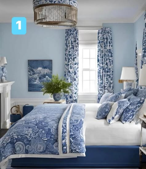 Greece Inspired Bedroom, Blue And White Bedrooms, Baby Blue Bedrooms, Cream And White Bedroom, Blue And White Bedding, Blue And White Bedroom, White Bedrooms, Blue Bedroom Decor, Bedroom Colour Palette