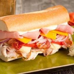 Club Hoagie with Ranch Dressing Turkey Club, Types Of Sandwiches, Buttermilk Dressing, Ranch Dressing Recipe, Beefsteak Tomato, Ham And Cheese Sandwich, Deli Ham, Hot Sandwich, Sliced Turkey