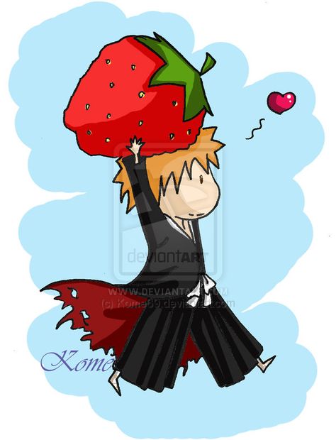 Ichigo meet strawberry Rukia X Ichigo, Brain Bleach, Bleach Ichigo And Rukia, Bleach Pictures, Anime Humor, Bleach Rukia, Ichigo And Rukia, Bleach Ichigo, Anime Rules