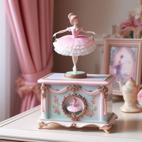 music box Ballet Music Box Aesthetic, Ballerina Music Box Aesthetic, Ballerina Music Box Vintage, Music Box Aesthetic, Ballet Music, Music Box Ballerina, Pink Music, Dancing Dolls, Music Box Vintage