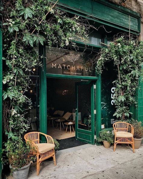 Coffee Project, Matcha Cafe, Nyc Neighborhoods, Shop Facade, Green Facade, 동화 삽화, Storefront Design, Neighborhood Guide, Nyc Life