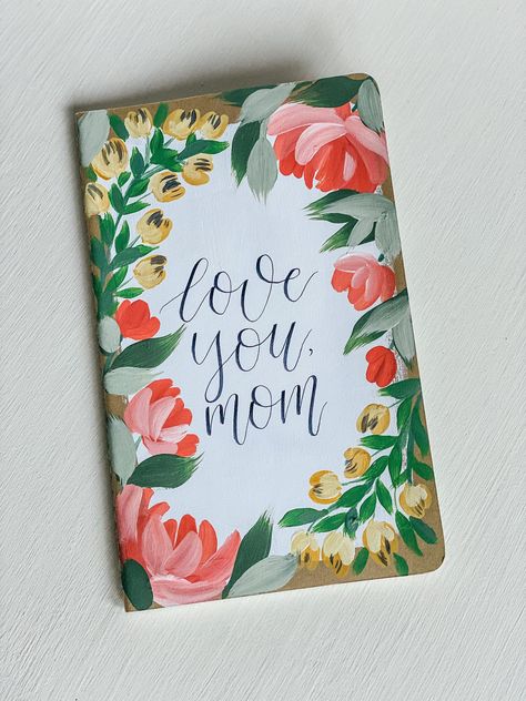 Mothers Day Acrylic Painting Ideas, Mothers Day Painting Ideas Canvases Mom, Mother's Day Painting Ideas Canvases, Moleskin Journal, Canvas Art Gifts, Mother Painting, Flower Journal, Birthday Painting, Floral Journal