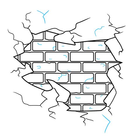 How to Draw a Brick Wall Step 09 Brick Tattoo Stencil, Drawing Brick Wall, Simple Graffiti Art Ideas, Brick Wall Tattoo, Graffiti Art Drawing Ideas, Graffiti Art Drawing, Draw Bricks, Brick Wall Drawing, Brick Stencil