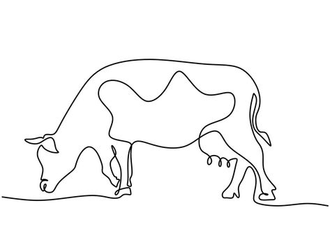 Grazing Cow, Continuous Line Art, Line Art Drawing, Cow Art, Continuous Line, Cityscape Photos, Logo Banners, Nature Backgrounds, Heart With Arrow