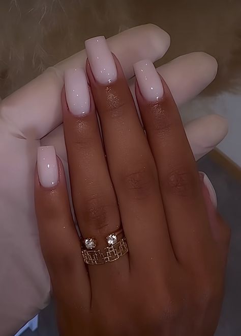 Milky White Acrylics, Square Pink Acrylic Nails, Classy Nails Aesthetic, Milky French Manicure, Milky Pink Nails, Russian Nails, Milky Nails, Classy Acrylic Nails, Pink Acrylic Nails