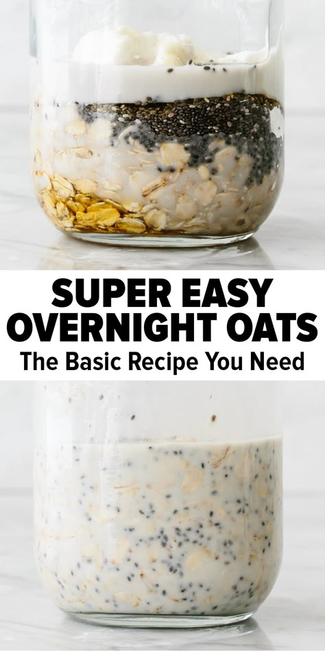 Overnight oats in a jar Overnight Oats Chia Seeds Recipe, Chia And Oatmeal Overnight Oats, Chia And Overnight Oats, Ground Flax Seed Overnight Oats, Over Night Oats Base Recipe, Rolled Overnight Oats Chia Seeds, Overnight Oats With Chia Seeds And Greek Yogurt, Overnight Oats Small Jar, Overnight Chia Oats Protein