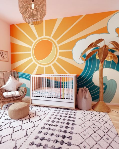 Little Guy Comfort posted on Instagram: “The perfect nursery to catch some waves and some 💤’s in the Evolve Crib! 🌊🏄🌞🌴 #littleguycomfort” • See all of @littleguycomfort's photos and videos on their profile. Surfer Theme Nursery, Nursery Surf Theme, Surf Baby Nursery, Surfer Ocean Nursery, Beach Baby Nursery, Surfboard Nursery Decor, Beachy Nursery, Surfer Nursery, Ocean Baby Rooms