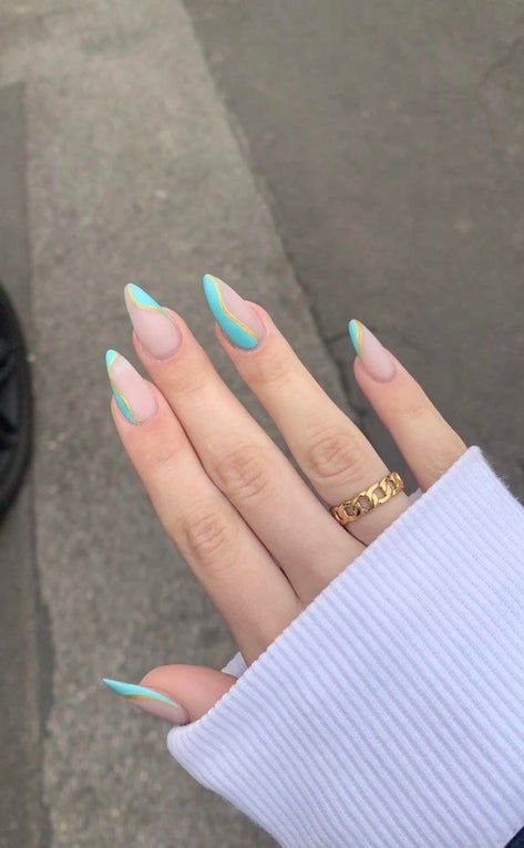 Did these nails today on myself, they somehow give me princess jasmine (Aladin) vibes ✨ : Nails Disney Jasmine Nails, Jasmine Nails Disney, Aladin Nails, Princess Nails Acrylic, Princess Jasmine Nails, Summer Nails At Home, Summer Vibes Nails, Jasmine Aladin, Jasmine Nails