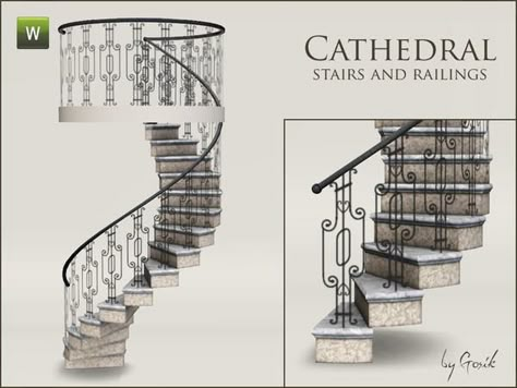 Gosik's Cathedral spiral stairs and railings Sims 4 Spiral Stairs Cc Functional, The Sims 4 Stairs Cc, Sims 4 Archways Cc, Sims 4 Cc Stairs Patreon, Sims 4 Pillar Cc, Sims 4 Cc Archway, Sims 4 Cc Stairs Functional, Sims Stairs, Sims 4 Stairs Cc