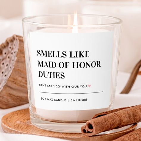 Personalized Maid Of Honor Proposal Candle Unique Maid Of Honor Proposal, Maid Of Honor Proposal Ideas, Maid Of Honor Box Ideas, Proposal Candles, Dream Wedding Decorations, Bridesmaid Box, Selling Candles, Candle Party, Maid Of Honour Gifts