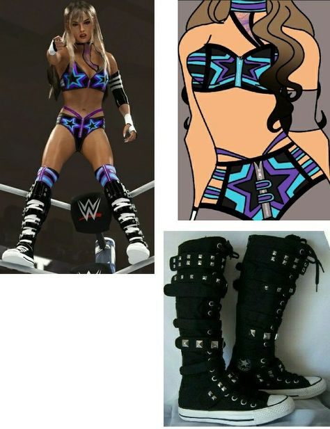 Pro Wrestling Gear Ideas, Wrestling Outfits Womens Ideas, Wwe Gear Ideas, Cute Wrestling Outfits, Wrestling Gear Women Ideas, Wrestling Outfits Womens, Womens Wrestling Gear, Wwe 2k24, Oc Things