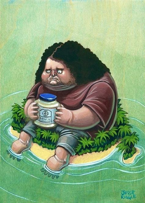 Lost Art  Hurley n his ranch dressing Bad Robot, Lost Tv Show, Show Art, Quirky Girl, Pop Culture Art, Surrealism Painting, Lost Art, Film Art, Pop Surrealism