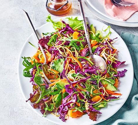 Crunchy Noodle Salad, Salad Calories, Red Cabbage Salad, Crispy Noodles, Vegetarian Nutrition, Noodle Salad Recipes, Garlic Uses, Bbc Food, Bbc Good Food