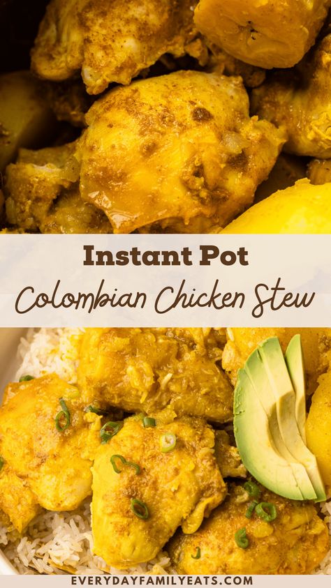 This Sudado de Pollo, or Colombian Chicken Stew features tender chicken with richly flavored potatoes in plantains. This simple and hearty dinner is made in the Instant Pot (with alternative instructions for stove-top) and ready in well under 30 minutes. Colombian Chicken Recipes, Colombian Chicken, Hispanic Recipes, Colombian Food, Gourmet Chef, Hispanic Food, Chicken Dinners, Hearty Dinner, Chicken Avocado