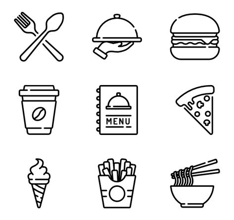 My icons collection Icon Styles Design, Menu Icon Design, Healthy Pastry, American Chips, French Meal, Food Icon Png, Pastry Cookies, Fat Burger, Fried Snacks