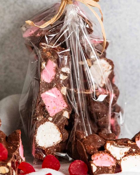 Recipe Marshmallows, Rocky Road Recipe, Coconut Candy, Glace Cherries, Recipetin Eats, Recipe Tin, Cooking Chocolate, Types Of Chocolate, Chocolate Brands