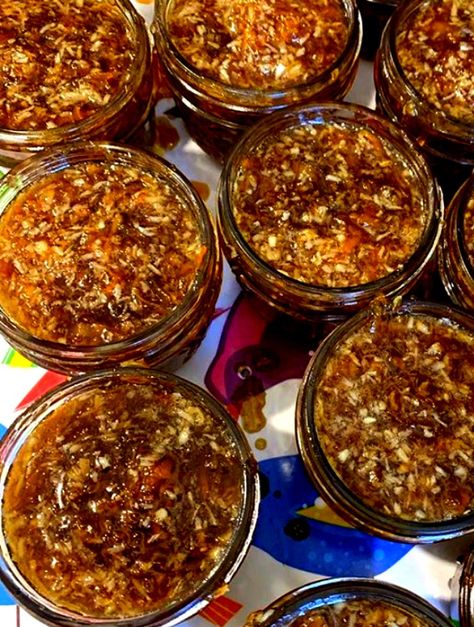 A Carrot Cake Jam for All The Things Pecan Jam Recipe, Christmas Jam Gift Ideas, Jelly Preserves Jam Recipes, Bourbon Jam Recipes, Preserved Food Recipes, Carrot Cake Jam Canning, Canned Jams And Jellies, Carrot Cake Jam Recipe, Canning Christmas Gifts