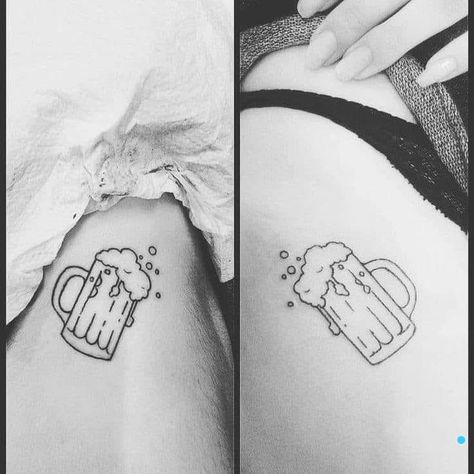 Niece Tattoo, Bro Tattoos, Beer Tattoo, Small Words Tattoo, Beer Tattoos, Delicate Tattoos For Women, Friends Tattoo, Small Matching Tattoos, P Tattoo