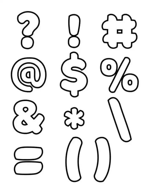 Bubble Letters Symbols & Punctuation Characters And Symbol Bubble Letter, And Lettering Symbol, And Symbol Font, Bubble Handwriting, Bubble Writing Font, Writing Symbols, Fonts Numbers, Bubble Writing, Bubble Numbers