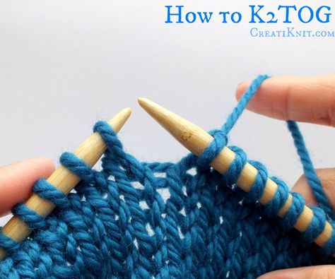 How to K2tog and P2tog (knit 2 Together, Purl 2 Together) : 9 Steps (with Pictures) - Instructables Knit 2 Together, Knit Techniques, Knitting Basics, Knitting Tips, Knitted Wit, Fabric Yarn, Diy Knitting, Knit Stitch, Knitting Tutorial