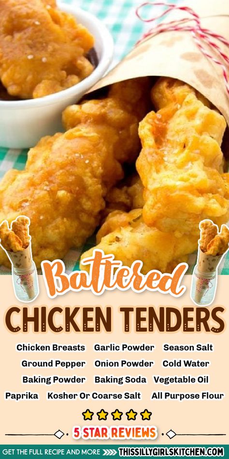 battered chicken tenders Best Chicken Tenders Recipe Fried, Boiled Chicken Tenders, Easy Batter For Chicken, Egg Battered Chicken, Best Breading For Chicken Tenders, Chicken Nugget Batter Recipe, Homemade Batter For Chicken, Batter Fried Chicken Tenders, Juicy Fried Chicken Tenders