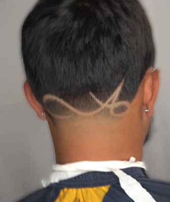 Guy Hair Designs, Guy Haircut Designs, Fade Designs Boys, Letter A Haircut Design, A Initial Haircut Design, Side Taper Design, A Design Haircut, Hispanic Haircuts, A Haircut Design