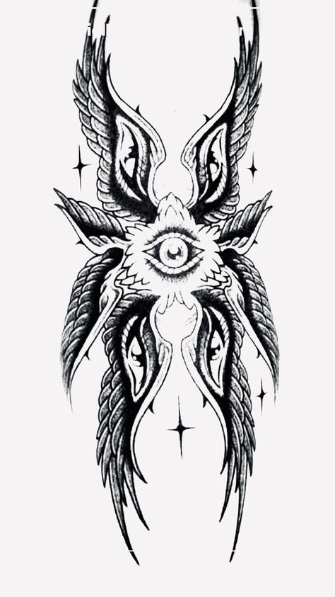 Principalities Angels Tattoo, Gothic Tattoos Men, Angel Eye Tattoo, Ophanim Tattoo, Goth Arm Tattoo, Biblical Art Tattoo, Metal Tattoo Ideas, Seraphim Tattoo Design, Seraphim Angel Tattoo