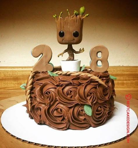 Baby Groot Baby Shower Ideas, Groot Birthday Party Ideas, Groot Birthday Cake, Baby Groot Cake, Groot Party, Groot Cake, Groot Birthday, Marvel Birthday Cake, 26 Birthday Cake