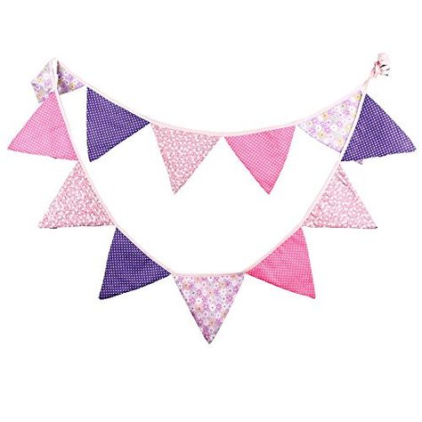 G2PLUS Lovely Bunting 10.8 Feet Flag Banner Pennant Flag Garlands Fabric Triangle Flags Double Sided Vintage Cloth Shabby Chic Decoration for Birthday Parties Ceremonies Kitchen Bedrooms Pennant Garland, Triangle Banner, Banner Garland, Pennant Flags, Party Flags, Party Decor Ideas, Fabric Bunting, King Bed Frame, Wedding Banner