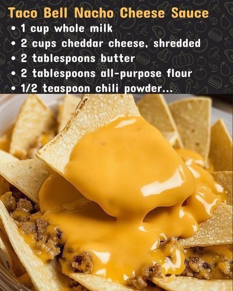 Nacho Dip With Cream Cheese, Taco Bell Cheese Sauce, Sweet Potato Fries Dipping Sauce, Taco Bell Nacho Cheese, Taco Dishes, Dip With Cream Cheese, Taco Bell Recipes, Nacho Dip, Cheese Tacos