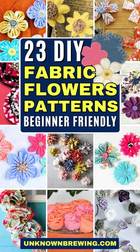 23 Simple DIY Fabric Flower Tutorials for Elegant Decorations Diy Fabric Flowers Tutorial, Fabric Flowers Diy No Sew, Fabric Flowers Diy Easy, Fabric Flowers Tutorial, Lace Flowers Tutorial, Rolled Fabric Flowers, Diy Fabric Flowers, Flowers Board, Easy Fabric Flowers