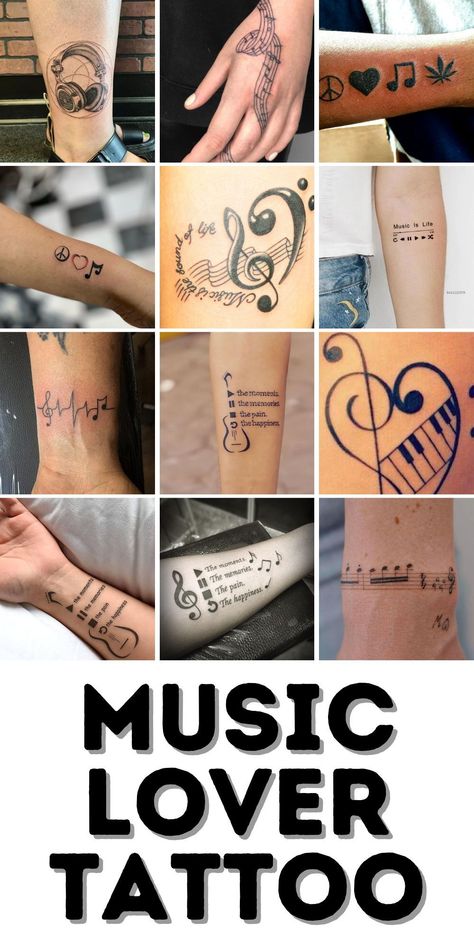 Looking for a unique tattoo that represents your love for music? A music lover tattoo could be just what you need. Choose from music lover tattoo ideas simple enough for a quick, small design or go for a bold sleeve tattoo. These tattoos are perfect for both men and women and offer a beautiful aesthetic that celebrates the art of sound. Mozart Tattoo Ideas, Music Festival Tattoo Ideas, Musical Notes Tattoo Ideas, Music Healing Tattoo, Music Infinity Tattoo, Music And Book Tattoo, Janis Joplin Tattoo Ideas, Music Lover Tattoo Simple, When Words Fail Music Speaks Tattoo