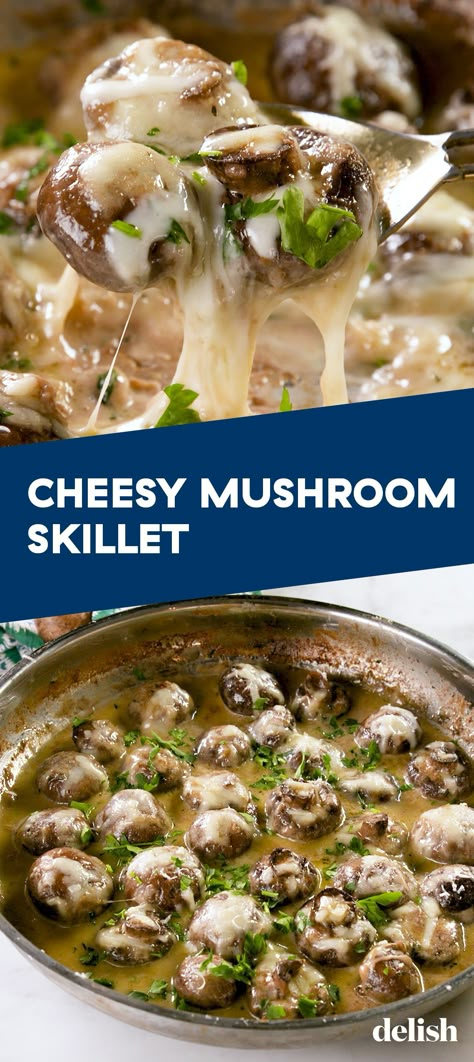 Cheesy Mushroom Skillet Tastes Just Like French Onion SoupDelish Cheesy Mushrooms, Mushroom Skillet, Soup Mushroom, Mushroom Dish, Cooked Pasta, God Mat, French Onion Soup, Cooking Recipe, French Onion