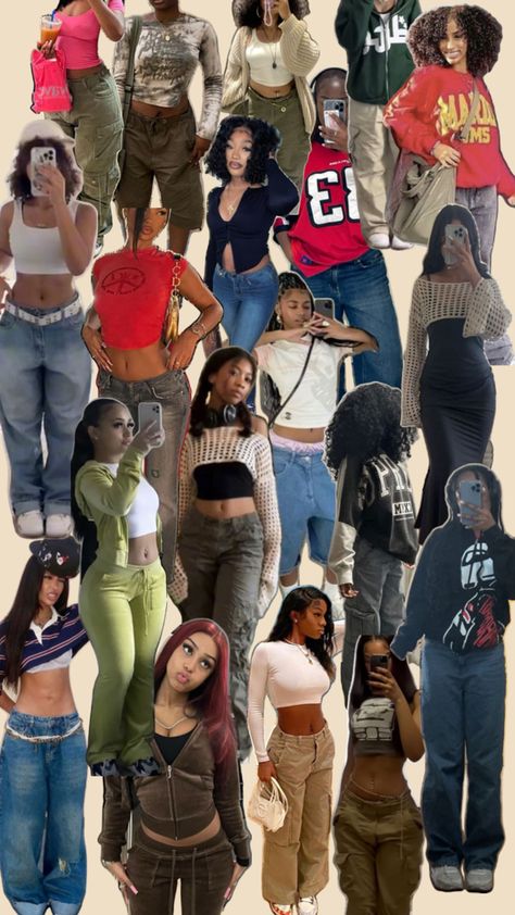 90s Outfit Inspo Black Women, Different Astethics Type, Ahs Aesthetic Outfits, Moesha Outfits, Ahs Outfits, Movie Outfit Ideas, Baddies Outfit, Freshman Outfits, Old School Aesthetic