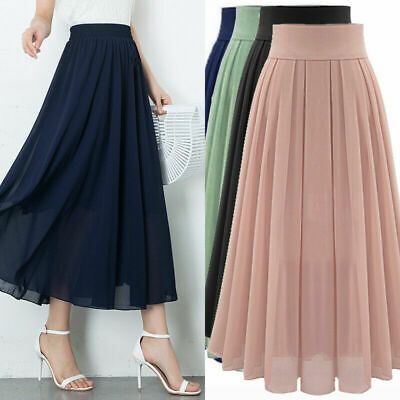 Mermaid Skirts, Pleated Flare Skirt, High Waist Maxi Dress, Beach Hippie, Long Skirt Summer, Wedding Guest Outfit Summer Casual, Skirts Summer, Mixed Patterns, Chiffon Maxi Skirt