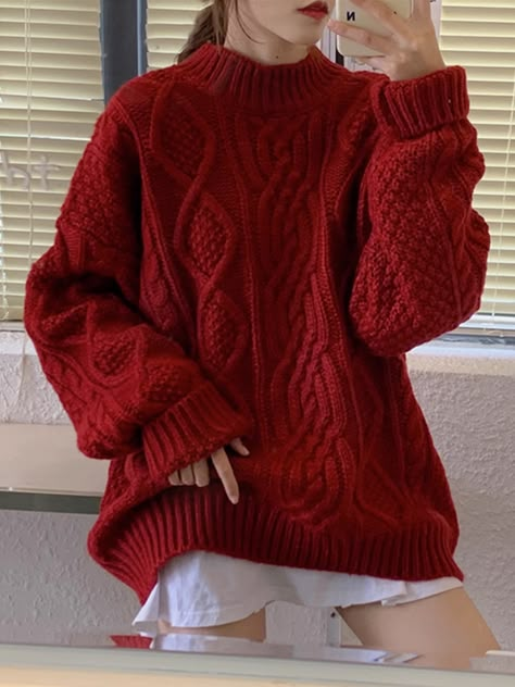 Oversized red sweater