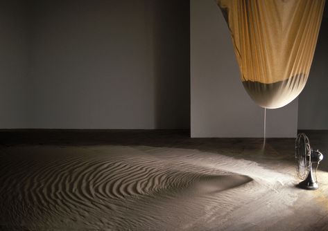 Drift, fan, bag, 1,000 lbs of sand, 2000 Hijazi Pattern, Installation Interactive, Sand Floor, Arm Model, Sogetsu Ikebana, Sand Art, Sculpture Installation, Stage Design, Land Art