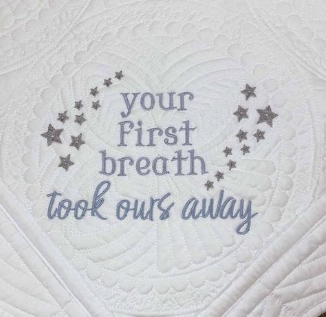 Your first breath took ours away, Custom embroidered baby blanket Embroidery Machine Projects, Embroidered Baby Blanket, Personalized Baby Quilt, Study Gift, Embroidered Blanket, Baby Room Art, Newborn Baby Photos, Boy Quilts