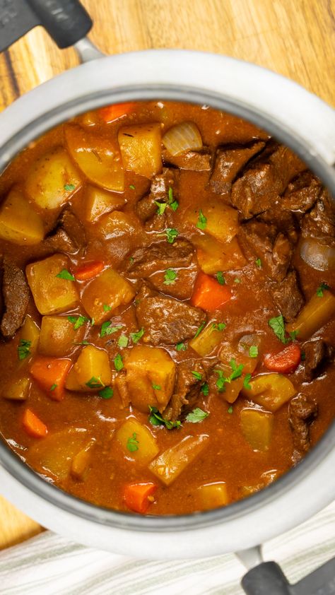 Tender and heartwarming elk stew that’s perfect for hunting camp or a chilly night in with the family. There was a time in my life where I was not a huge stew fan. Hard to believe, right? I’ve tried and tried to perfect my stew recipe and THIS recipe right here has been my go... Elk Stew Instant Pot, Elk Stew Recipes Instant Pot, Elk Pot Roast Slow Cooker, Elk Stew Crockpot, Elk Sausage Recipes Meals, Elk Crockpot Recipes, Elk Stew Recipes, Elk Stew, Deer Stew