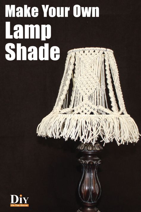 We have beginner macrame project that you will love! You can make your own lamp shade. I give you step-by-step instructions for an easy macrame project for your lampshade makeover! Checkout how to macrame a hammock: https://youtu.be/iKRoMf8rPHU #diyonthehouse Macrame Lamp Shade Tutorial, Macrame Lamp Shade, Diy Table Lamp, Macrame Lamp, Macrame Table, Old Lamp Shades, Hanging Table, Hanging Lamp Shade, Lampshade Makeover