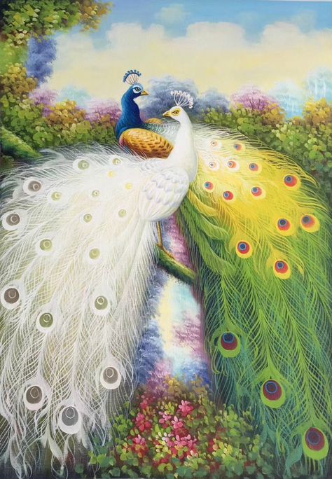 ID=K108; size:60x90cm(24"x36"inch); 100% hand-made oil painting,decoration,murals,Art,Home Decor,Wall Decor,Abstract,Simple,modern,canvas; Dancing Peacock Painting, Waterfall Scenery, Peacock Pictures, Hummingbird Painting, Peacock Wall Art, Peacock Painting, Peacock Art, Beautiful Landscape Wallpaper, Landscape Wallpaper