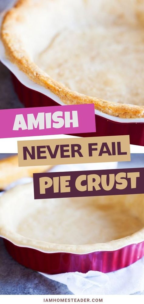 Addicting and easy to handle, this pie crust recipe will be your go-to dessert. This no-fail pie crust with butter is flaky and perfect for anything from apple pies to pot pies. Hot or cold pies you'll always get a great texture for this homemade pie crust. Make this very easy pie crust today! Amish Pie Crust, Amish Pie Crust Recipe, Never Fail Pie Crust, Amish Pie, Best Amish Recipes, Pie Crust With Butter, No Fail Pie Crust, Homesteading Recipes, Nutella Muffin