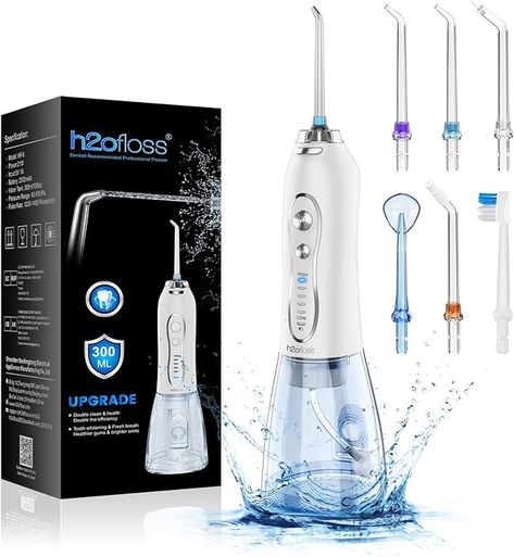 6 Replaceable Jet Tips, Rechargeable IPX7 Waterproof Teeth Cleaner for Home and Travel -300ml Detachable Reservoir (HF-6) Alcohol Free Mouthwash, Dental Floss Picks, Purple Shampoo And Conditioner, Water Flosser, Dental Floss, Sls Free Products, Healthy Teeth, Oral Hygiene, Teeth Cleaning