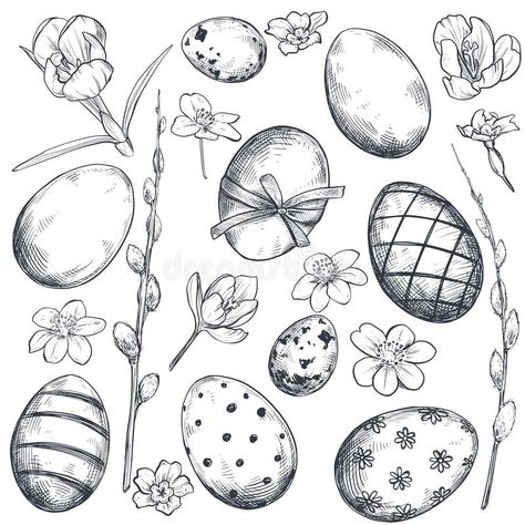 Easter Sketches, Cake Sketch, Easter Drawings, Egg Vector, Easter Illustration, Realistic Sketch, Easter Egg Pattern, Easter Stuff, Easter Images