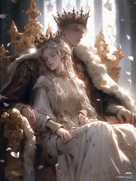 Anime King And Queen, Royal Costumes, Royal Costume, Couples Comics, Queen Aesthetic, Royalty Aesthetic, Royal King, Books Aesthetic, Couple Illustration