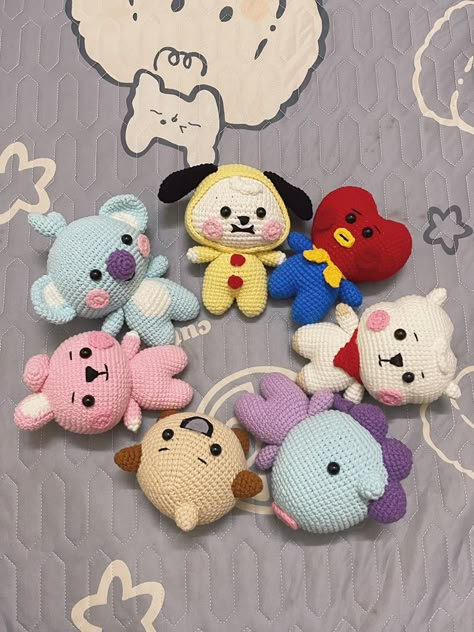 Bts A Crochet, Bts Crochet, Rj Bt21, Pola Amigurumi, Crochet Shop, Kawaii Crochet, Acrylic Nails Coffin Pink, Acrylic Nails Coffin, Amigurumi Free